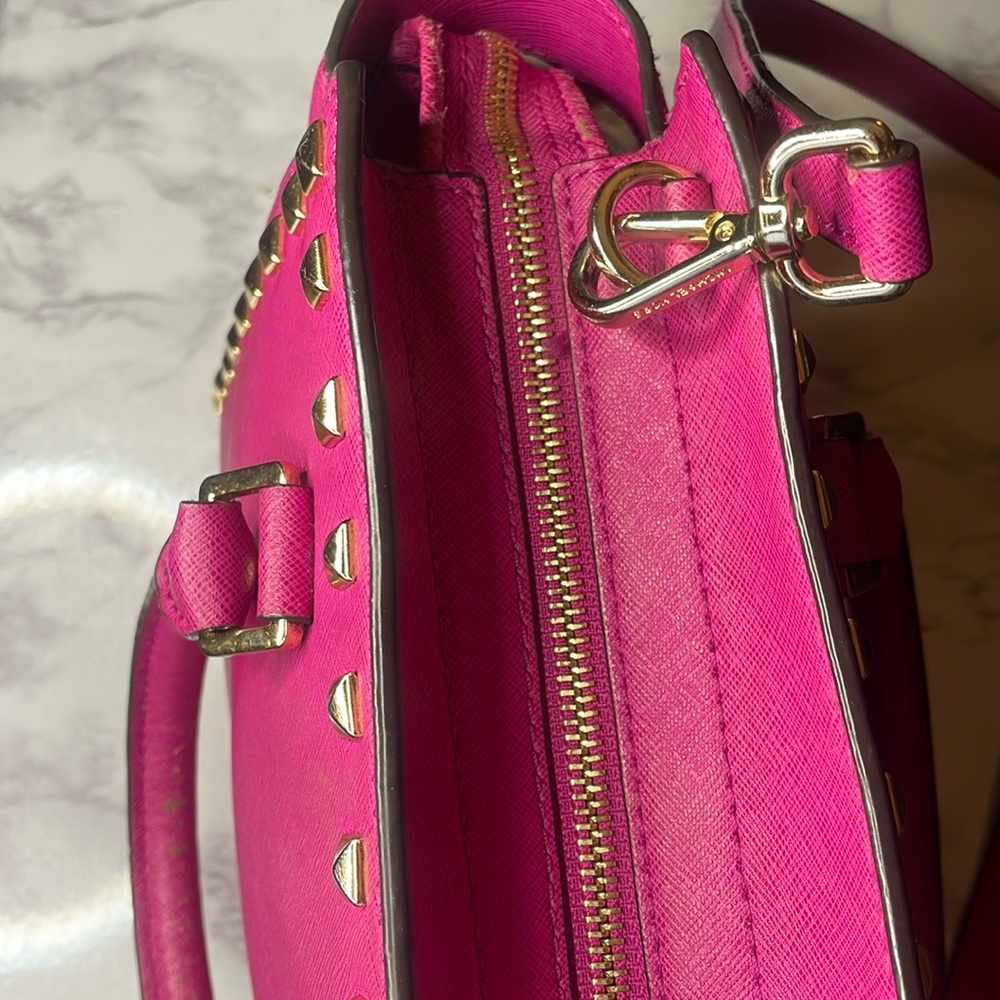 Michael Kors Fuschia Pink Crossbody Bag with Studded Details - Picture 7 of 11